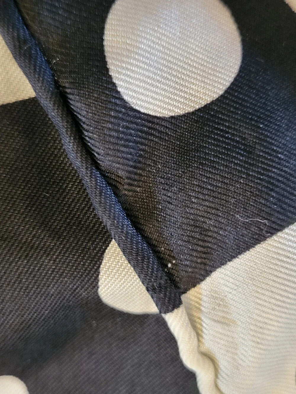 Echo 1970s Ivory/Black Colorblock Polkadot Rectangular Silk Scarf
